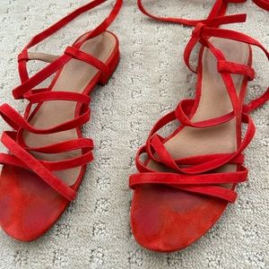 Madewell lace up suede sandal.